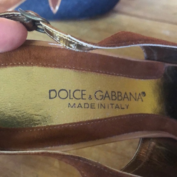 Dolce & Gabbana Brown and Blue Patchwork Heels - Picture 3 of 11